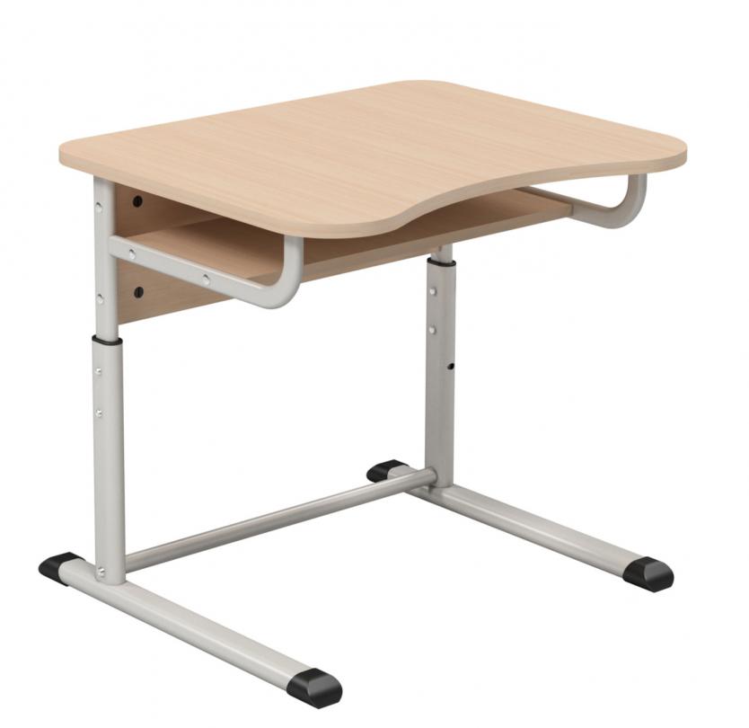 Стіл учнівський 1-місний з полицею, 700х589х640-820 мм, на плоскоовальній трубі, без регулювання кута нахилу стільниці, регулюється на № 4-7 (ЛЕОНТЕК) (31937)